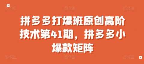拼多多打爆班原创高阶技术第41期，拼多多小爆款矩阵_菜菜笔记