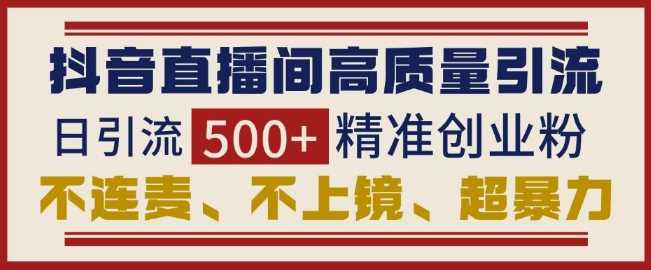 抖音直播间引流创业粉，无需连麦、不用上镜、超暴力，日引流500+高质量精准创业粉_菜菜笔记