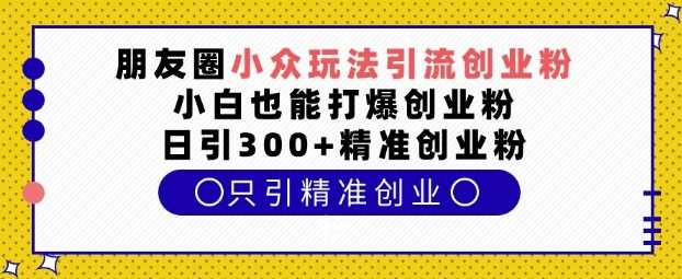 朋友圈小众玩法引流创业粉，小白也能打爆创业粉，日引300+精准创业粉【揭秘】_菜菜笔记