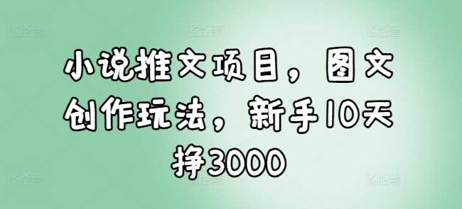 小说推文项目，图文创作玩法，新手10天挣3000_菜菜笔记