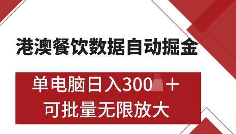 港澳数据全自动掘金，单电脑日入5张，可矩阵批量无限操作【揭秘】_菜菜笔记