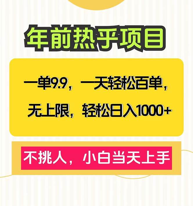 （13795期）一单9.9，一天百单无上限，不挑人，小白当天上手，轻松日入1000+_菜菜笔记