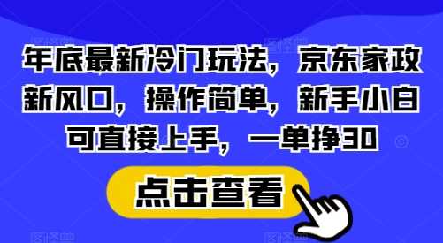 年底最新冷门玩法，京东家政新风口，操作简单，新手小白可直接上手，一单挣30【揭秘】_菜菜笔记