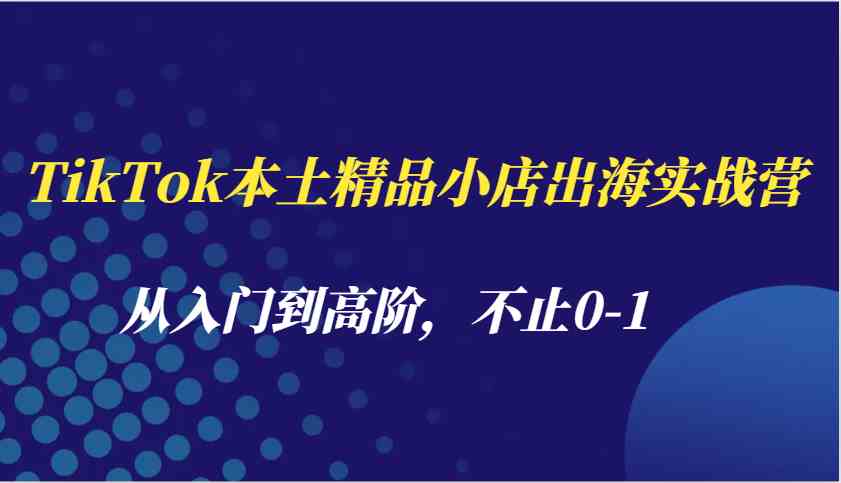 TikTok本土精品小店出海实战营，从入门到高阶，不止0-1_菜菜笔记