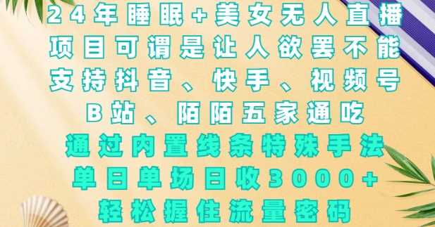 2024年睡眠+美女无人直播，通过内置线条特殊手法，单场日收3k+，轻松握住流量密码【揭秘】_菜菜笔记