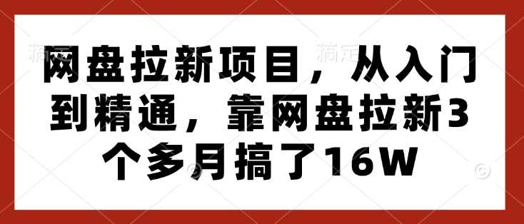 网盘拉新项目，从入门到精通，靠网盘拉新3个多月搞了16W_菜菜笔记