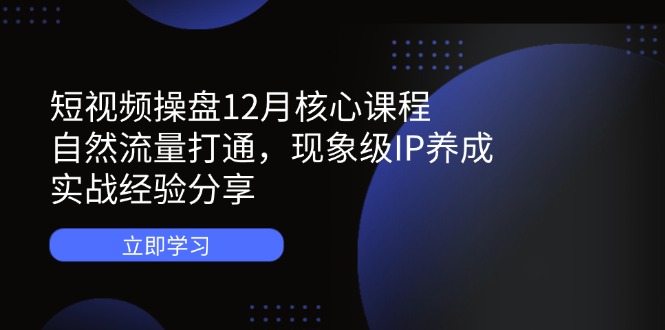 短视频操盘12月核心课程：自然流量打通，现象级IP养成，实战经验分享_菜菜笔记