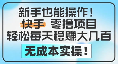 新手也能操作，快手零撸挣米，轻松每天挣2-5张，完全无成本_菜菜笔记