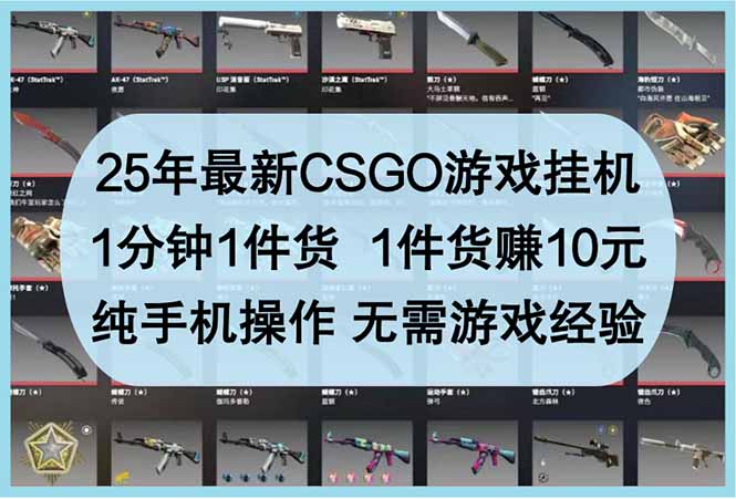 25年最新CSGO游戏挂机，1分钟1件货，1件货赚10元 纯手机操作 无需游戏经验_菜菜笔记