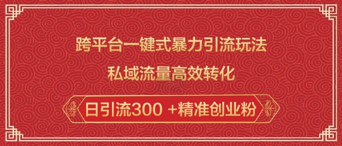 跨平台一键式暴力引流玩法，私域流量高效转化日引流300 +精准创业粉_菜菜笔记