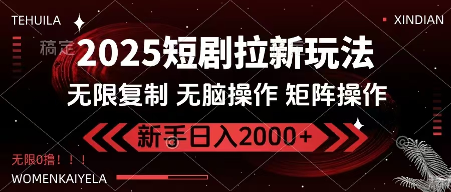 2025短剧拉新玩法，无需注册登录，无限0撸，无脑批量操作日入2000+_菜菜笔记