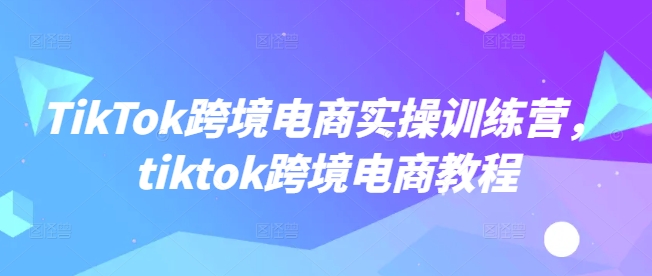 TikTok跨境电商实操训练营，tiktok跨境电商教程_菜菜笔记