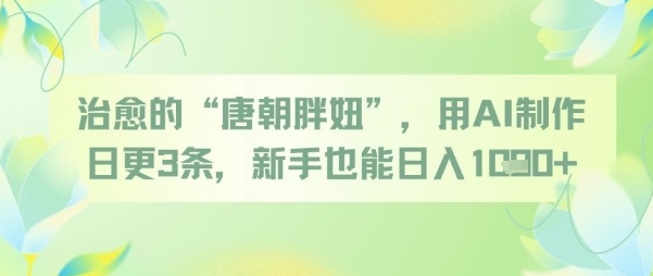 治愈的“唐朝胖妞”，用AI制作日更3条，新手也能日入多张_菜菜笔记