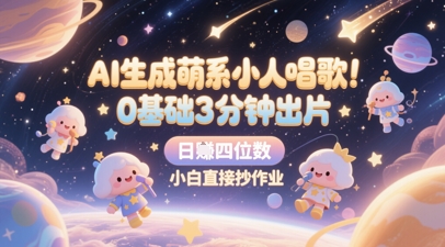 AI生成萌系小人唱歌，0基础3分钟出片，28个作品涨粉8.9W，单条最高19W赞，日入四位数，小白直接抄作业_菜菜笔记