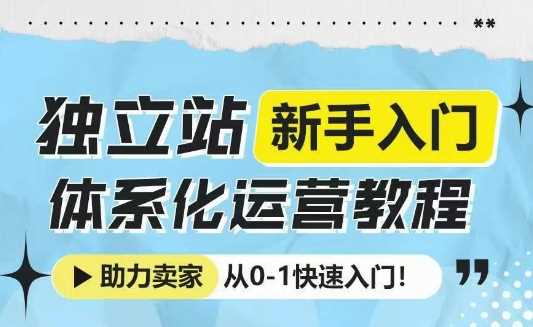 独立站新手入门体系化运营教程，助力独立站卖家从0-1快速入门!_菜菜笔记