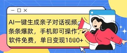 AI一键生成亲子对话视频，条条爆款，一部手机即可操作，单日变现数张_菜菜笔记