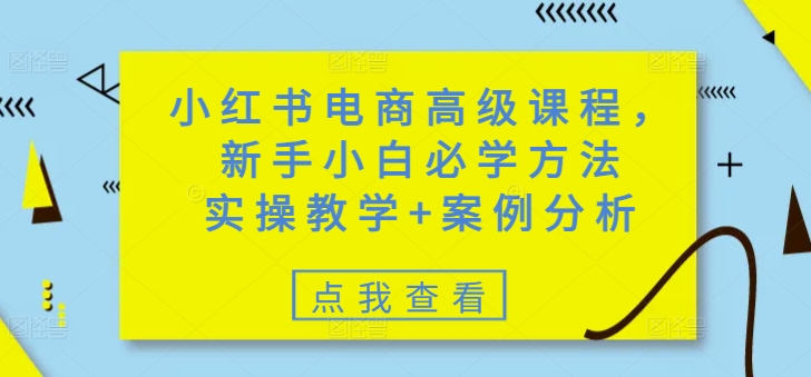 小红书电商高级课程，新手小白必学方法，实操教学+案例分析_菜菜笔记