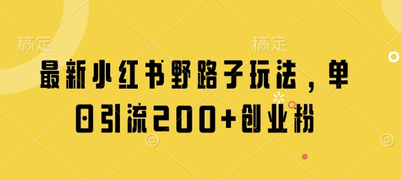 最新小红书野路子玩法，单日引流200+创业粉_菜菜笔记