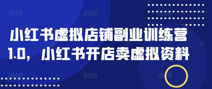 小红书虚拟店铺副业训练营1.0，小红书开店卖虚拟资料_菜菜笔记