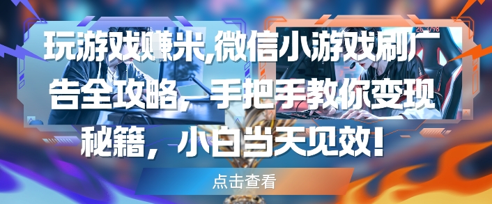 玩游戏挣米，微信小游戏刷广告全攻略，手把手教你变现秘籍，小白当天见效_菜菜笔记