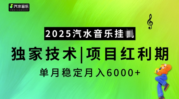 2025汽水音乐挂JI，独家技术，项目红利期，稳定月入5k【揭秘】_菜菜笔记