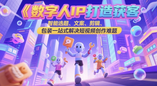 数字人IP打造获客变现实操课，智能选题、文案、剪辑、包装一站式解决短视频创作难题_菜菜笔记