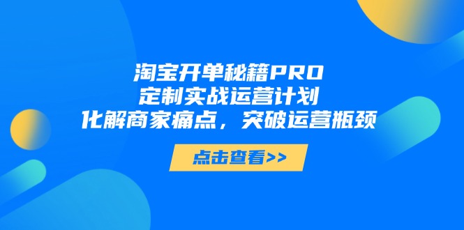 淘宝开单秘籍PRO，定制实战运营计划，化解商家痛点，突破运营瓶颈_菜菜笔记