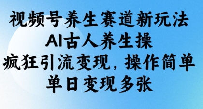视频号养生赛道新玩法，AI古人养生操，疯狂引流变现，操作简单，单日变现多张_菜菜笔记