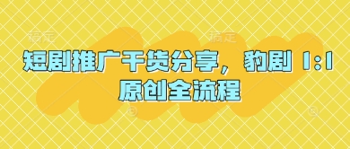 短剧推广干货分享，豹剧 1:1原创全流程_菜菜笔记