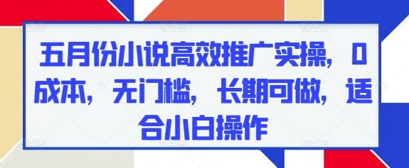 五月份小说高效推广实操，0成本，无门槛，长期可做，适合小白操作_菜菜笔记