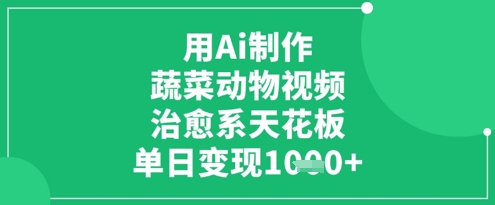 用Ai制作蔬菜动物视频，治愈系天花板，单日变现1k_菜菜笔记