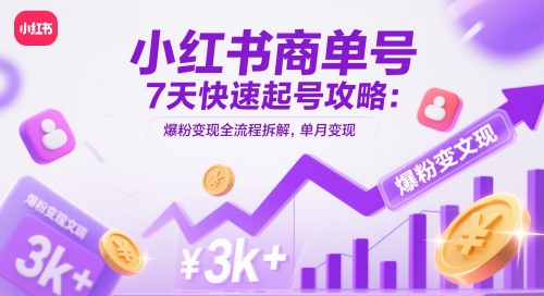 小红书商单号7天快速起号攻略：爆粉变现全流程拆解，单月变现3k+_菜菜笔记