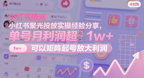 小红书聚光投放实操经验分享，单号月利润超1w+，可以矩阵起号放大利润_菜菜笔记