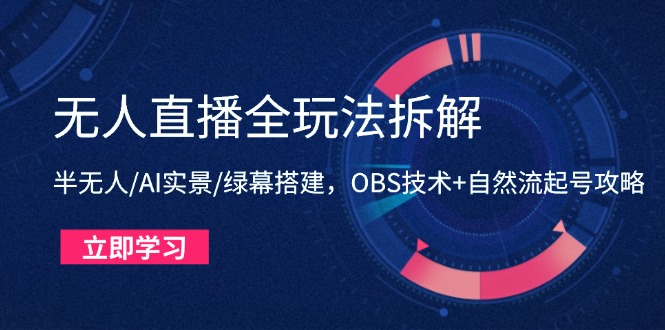无人直播全玩法拆解：半无人/AI实景/绿幕搭建，OBS技术+自然流起号攻略_菜菜笔记