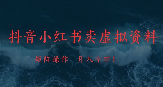 抖音小红书卖虚拟资料，市场需求一直存在，矩阵操作，月入1w+_菜菜笔记