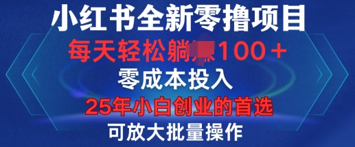 小红书全新纯零撸项目，只要有号就能玩，可放大批量操作，轻松日入100+【揭秘】_菜菜笔记
