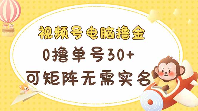 视频号电脑撸金 0撸单号30+ 可矩阵 无需实名多号多得_菜菜笔记