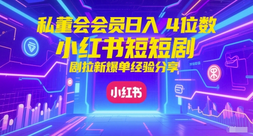 私董会会员日入4位数小红书红果短剧拉新爆单经验分享_菜菜笔记