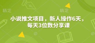 小说推文项目，新人操作6天，每天3位数分享课_菜菜笔记