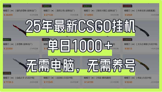 25年最新CSGO挂机系统，单日1000+，无需电脑，无需养号，0基础可上手_菜菜笔记