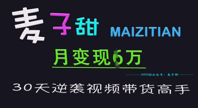 麦子甜30天逆袭视频带货高手，单月变现6W加特训营_菜菜笔记