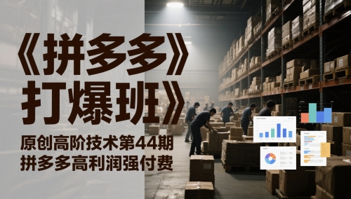 《拼多多打爆班》原创高阶技术第44期，拼多多高利润强付费_菜菜笔记