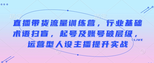 直播带货流量训练营，行业基础术语扫盲，起号及账号破层级，运营型人设主播提升实战_菜菜笔记