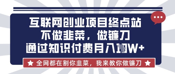 互联网创业尽头-不做韭菜，做镰刀，通过知识付费月入10个【揭秘】_菜菜笔记