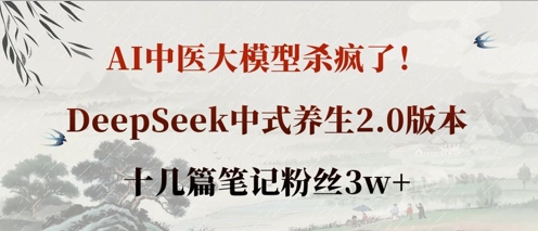 AI中医大模型杀疯了！DeepSeek中式养生2.0版本，十几篇笔记粉丝3w+_菜菜笔记