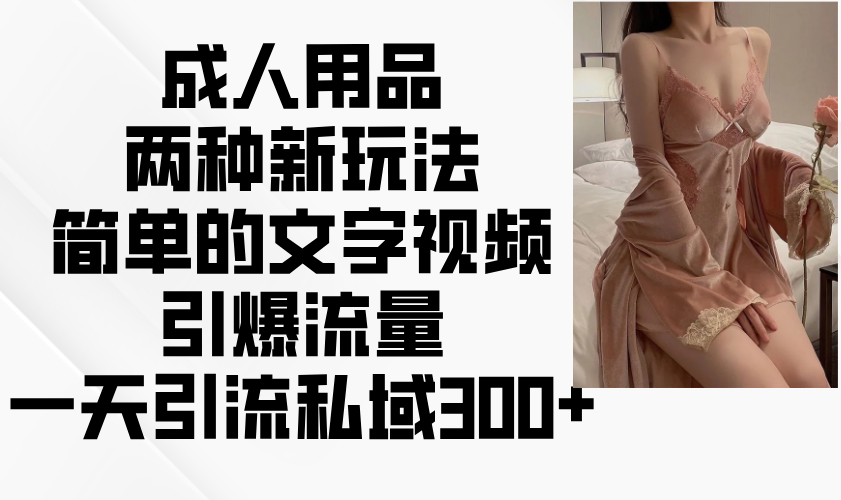 成人用品两种新玩法，简单的文字视频引爆流量，一天引流私域300+_菜菜笔记