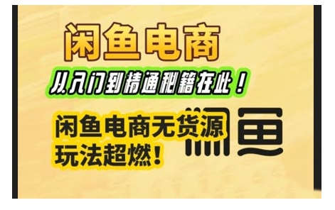 闲鱼电商实战课，从入门到精通秘籍在此，闲鱼电商无货源玩法超燃!_菜菜笔记
