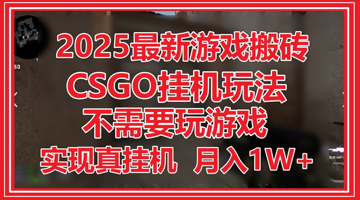 2025最新游戏搬砖，CSGO挂机，不需要玩游戏，实现真挂机，月入1W+_菜菜笔记