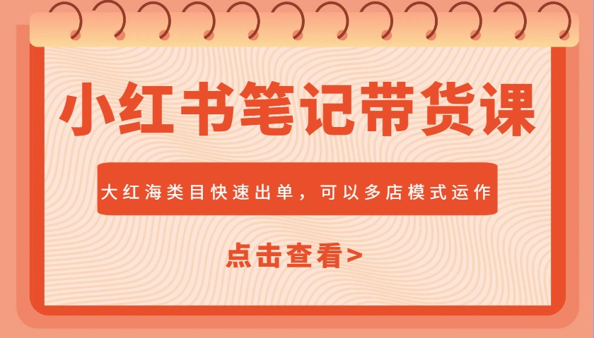 小红书笔记带货课，大红海类目快速出单，市场大，可以多店模式运作(更新)_菜菜笔记