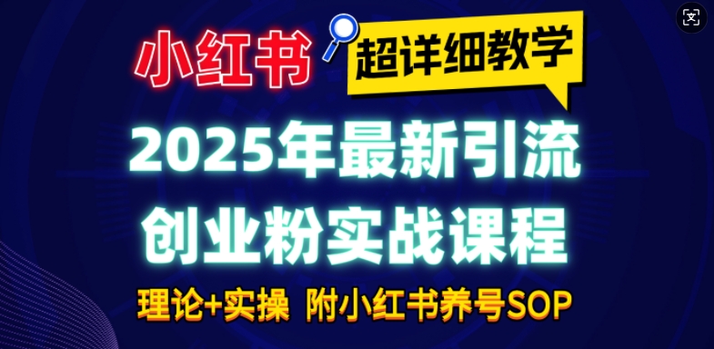 2025年最新小红书引流创业粉实战课程【超详细教学】小白轻松上手，月入1W+，附小红书养号SOP_菜菜笔记